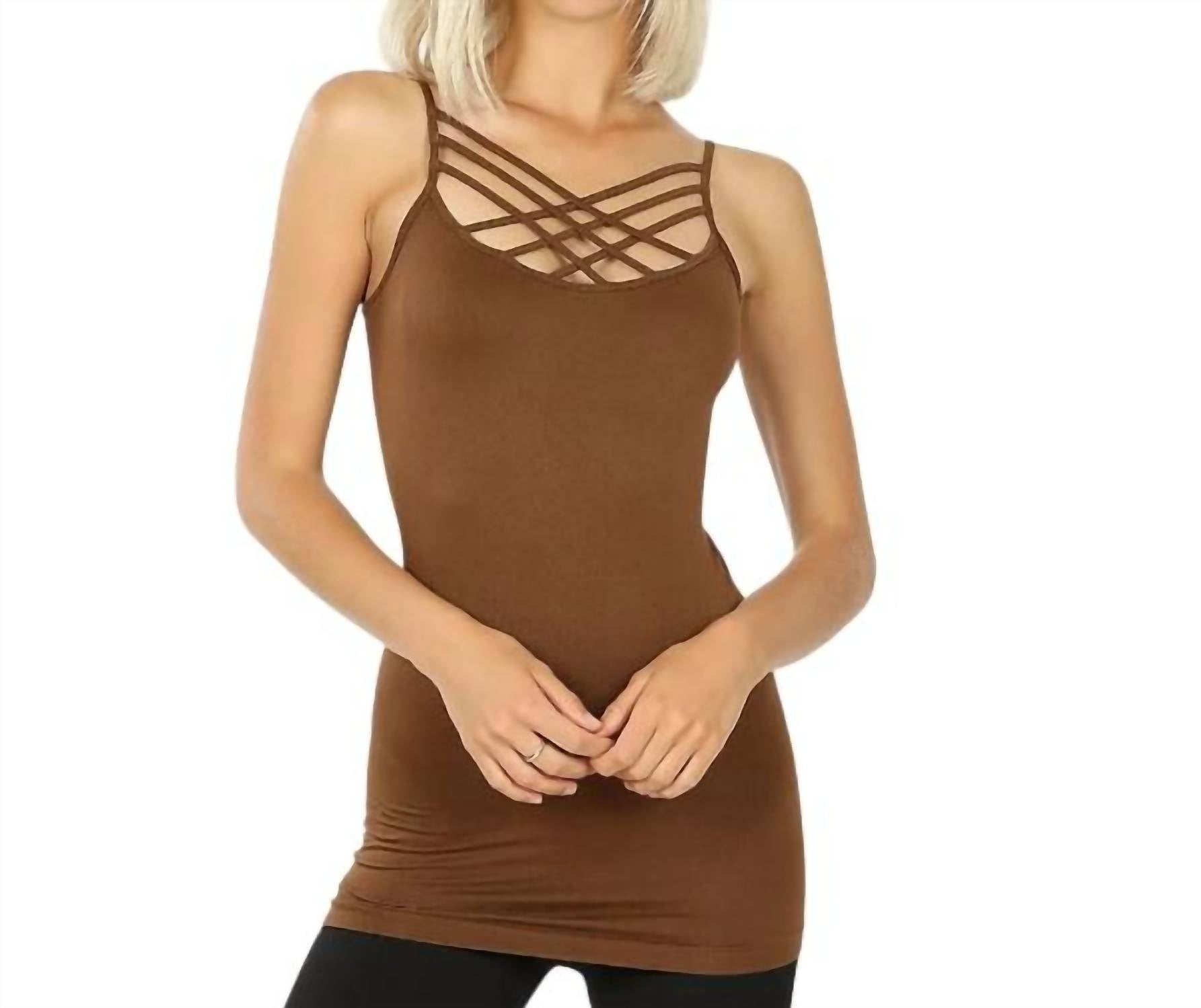 Топ с тройными перекрещивающимися бретелями в коричневом цвете AAAAA FASHION
Топ с тройными перекрещивающимися бретелями в коричневом цвете AAAAA FASHION