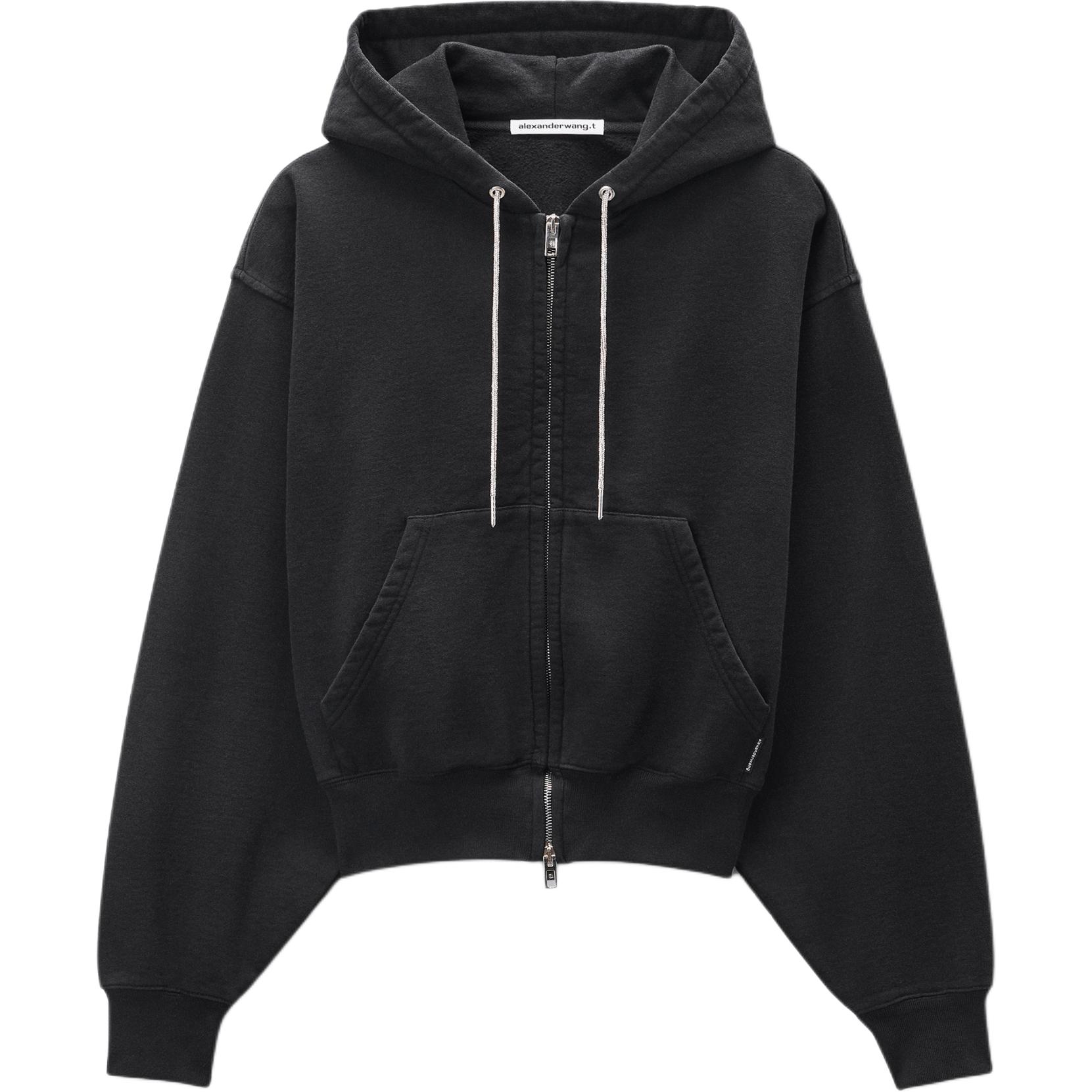 Худи с застежкой-молнией и шнурком с камнями Alexander Wang, черный
Худи с застежкой-молнией и шнурком с камнями Alexander Wang, черный