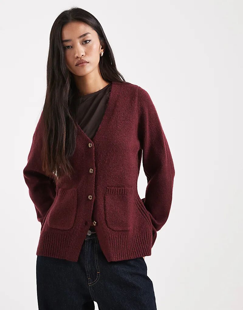 Кардиган ASOS DESIGN с V-образным вырезом и карманами бордового цвета
Кардиган ASOS DESIGN с V-образным вырезом и карманами бордового цвета