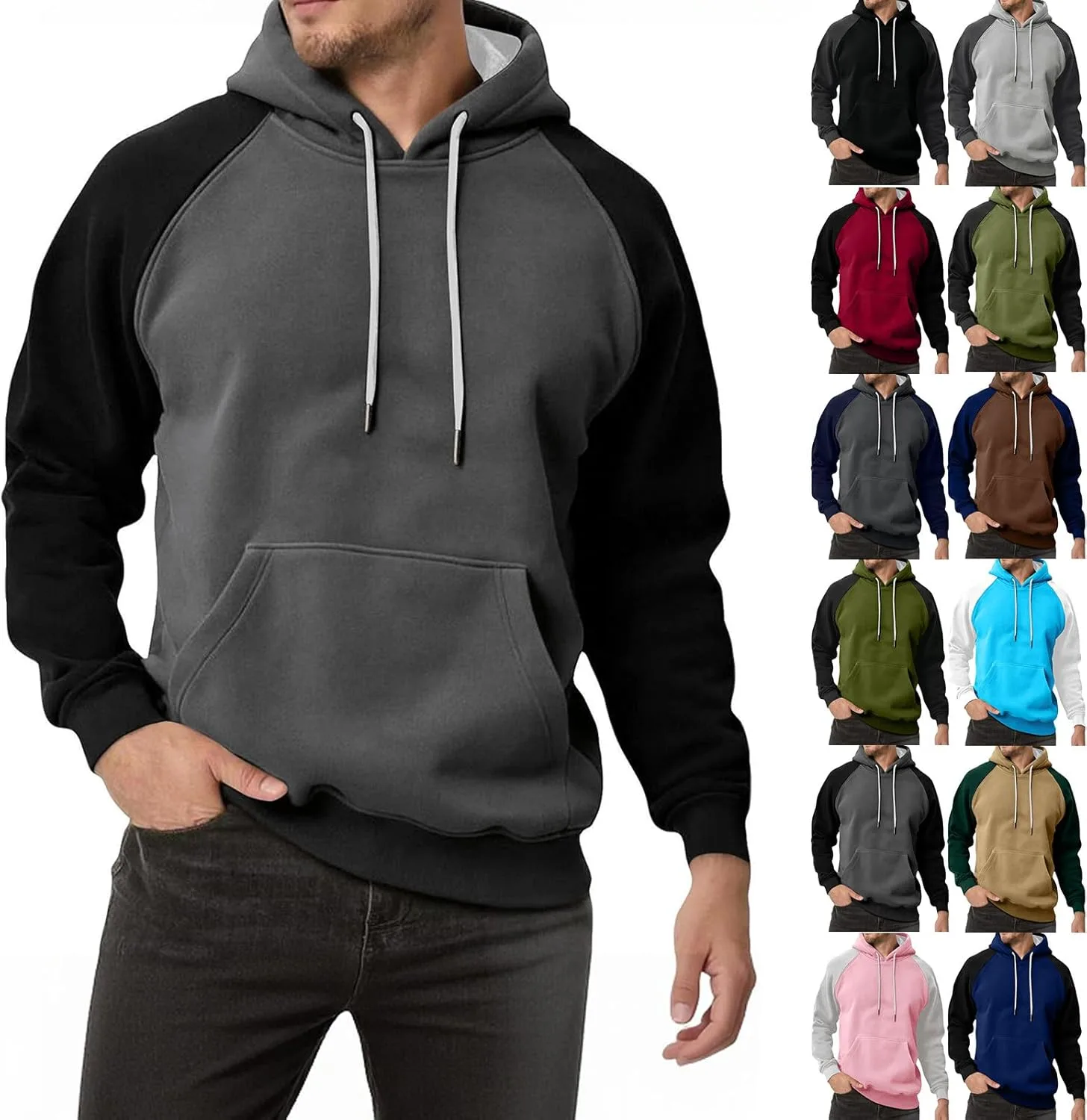 Мужской худи-пуловер с карманом, Color Block, Fleece
Мужской худи-пуловер с карманом, Color Block, Fleece