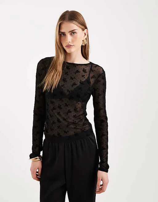 Прозрачный топ из флока с длинными рукавами ASOS DESIGN
Прозрачный топ из флока с длинными рукавами ASOS DESIGN
