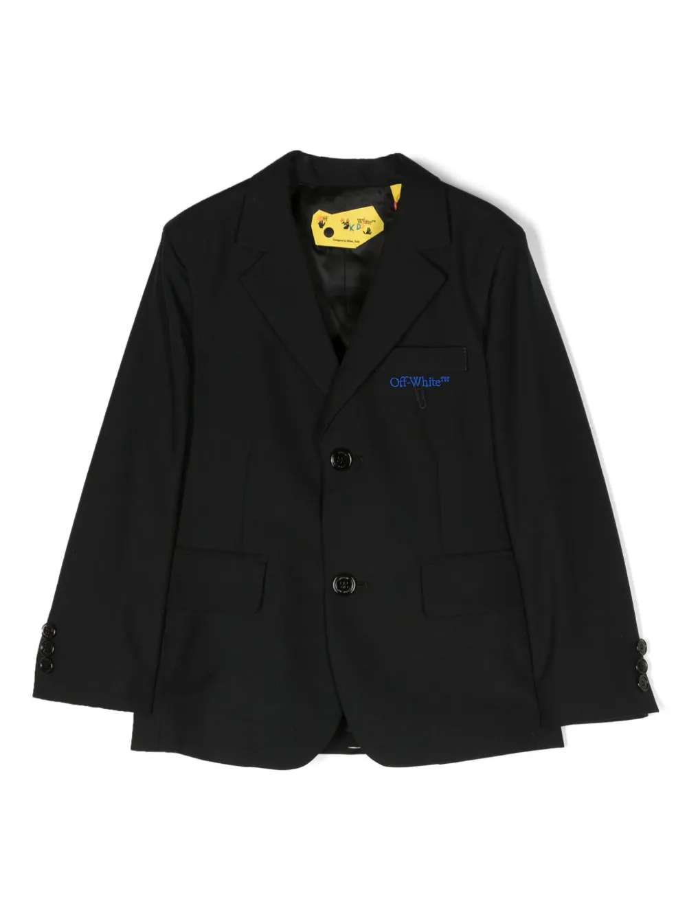 Однобортный блейзер с вышитым логотипом OFF-WHITE KIDS, черный
Однобортный блейзер с вышитым логотипом OFF-WHITE KIDS, черный