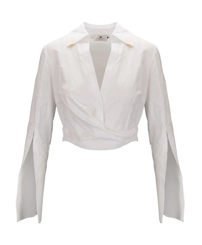 Укороченная рубашка с V-образным вырезом и перекрестным кроем Elisabetta Franchi, белый
Укороченная рубашка с V-образным вырезом и перекрестным кроем Elisabetta Franchi, белый