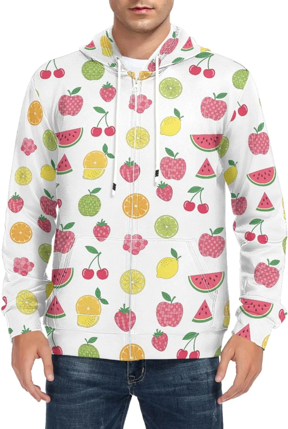 Мужская худи с молнией и принтом фруктов в виде бриллиантов CUPADA
Мужская худи с молнией и принтом фруктов в виде бриллиантов CUPADA