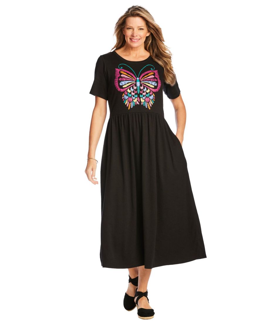 Платье большого размера с короткими рукавами, вырезом-лодочкой и завышенной талией Woman Within, Black multi butterfly
Платье большого размера с короткими рукавами, вырезом-лодочкой и завышенной талией Woman Within, Black multi butterfly