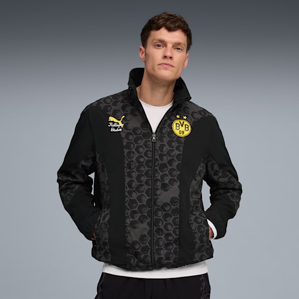 Мужская двусторонняя футбольная ветровка Puma X Kidsuper Borussia Dortmund, черный
Мужская двусторонняя футбольная ветровка Puma X Kidsuper Borussia Dortmund, черный