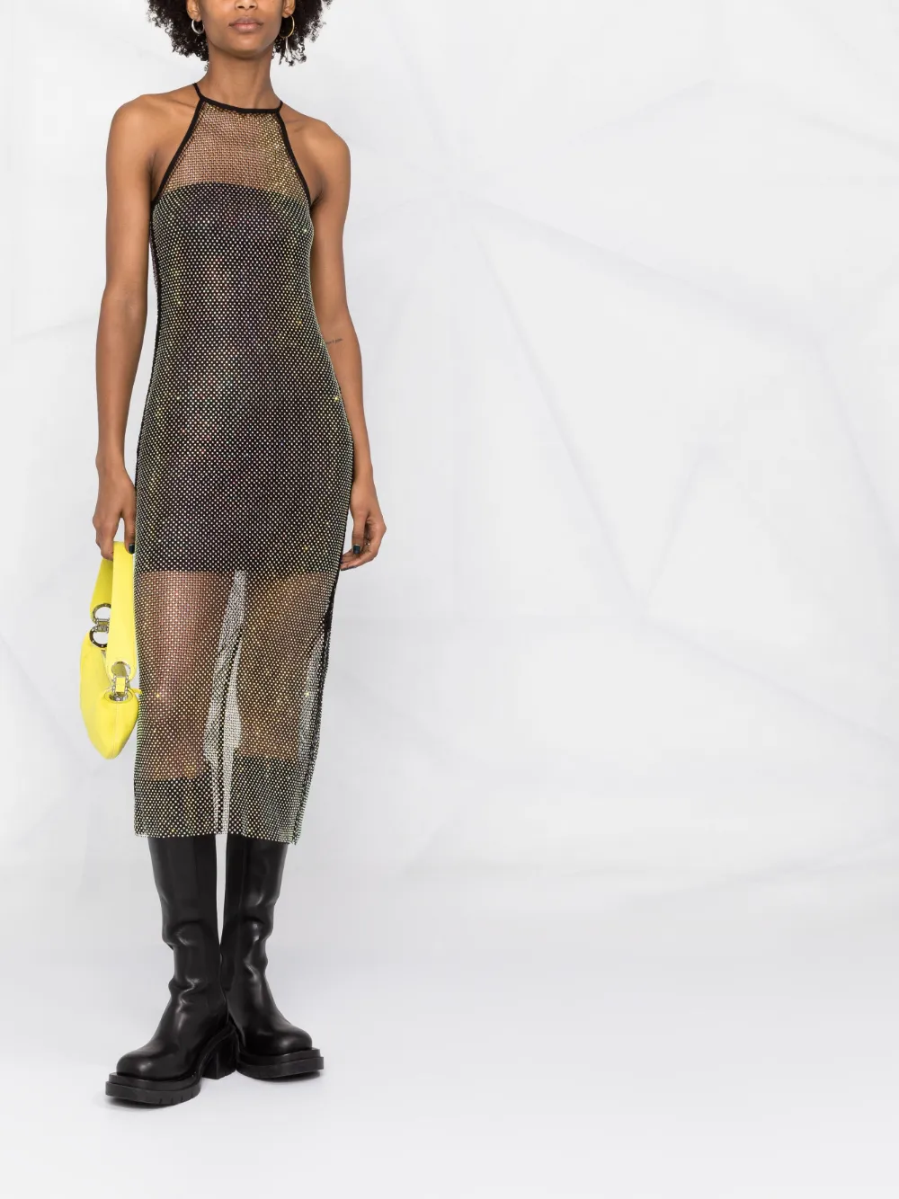 Сетчатое платье без рукавов со стразами Patrizia Pepe, черный 
Сетчатое платье без рукавов со стразами Patrizia Pepe, черный