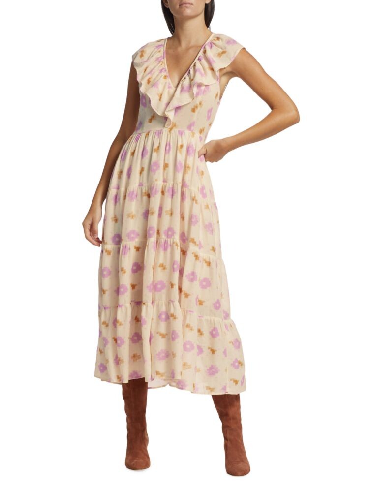 Платье миди из хлопка икат с оборками Tatiana Xirena, бежевый
Платье миди из хлопка икат с оборками Tatiana Xirena, бежевый