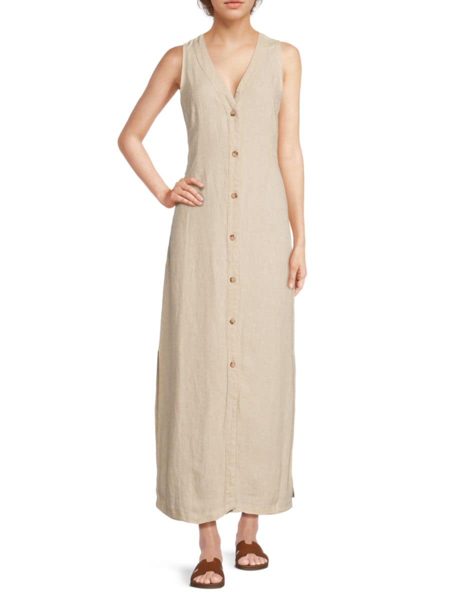 Платье-рубашка макси из льна без рукавов Saks Fifth Avenue, цвет Natural Chambry
Платье-рубашка макси из льна без рукавов Saks Fifth Avenue, цвет Natural Chambry