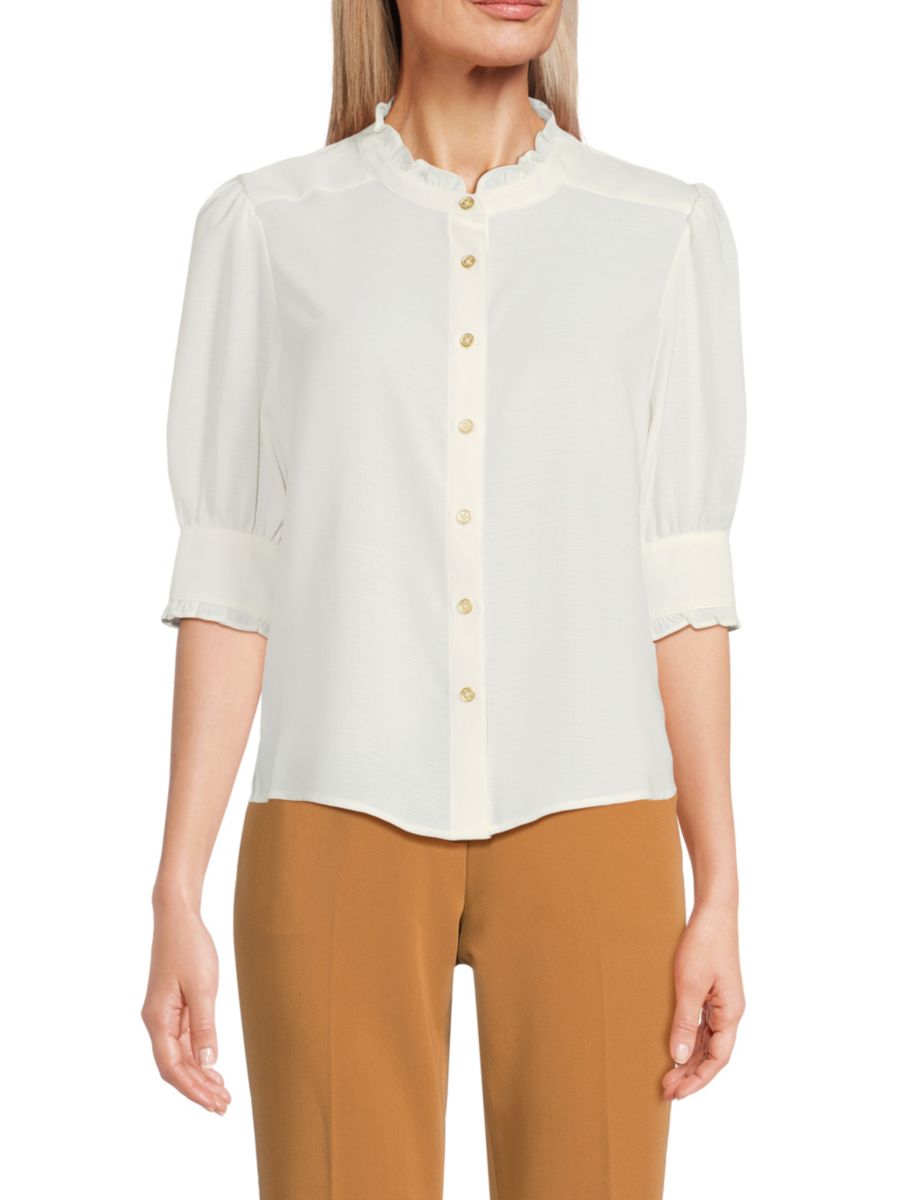 Рубашка с воротником-стойкой и оборкой Tommy Hilfiger, цвет Eggshell
Рубашка с воротником-стойкой и оборкой Tommy Hilfiger, цвет Eggshell