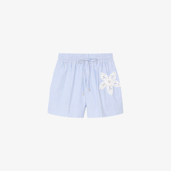 Шорты в полоску Sandro с вышивкой цветов, синий
Шорты в полоску Sandro с вышивкой цветов, синий