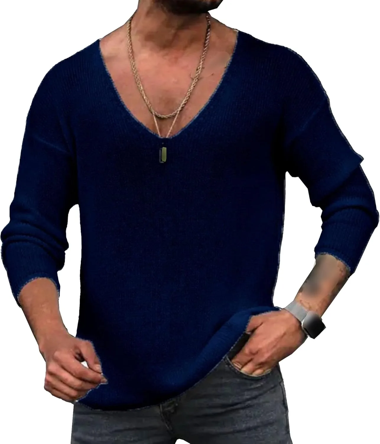 Мужской вязаный пуловер с V-образным вырезом, длинный рукав, Slim Fit SWJGLITTR
Мужской вязаный пуловер с V-образным вырезом, длинный рукав, Slim Fit SWJGLITTR