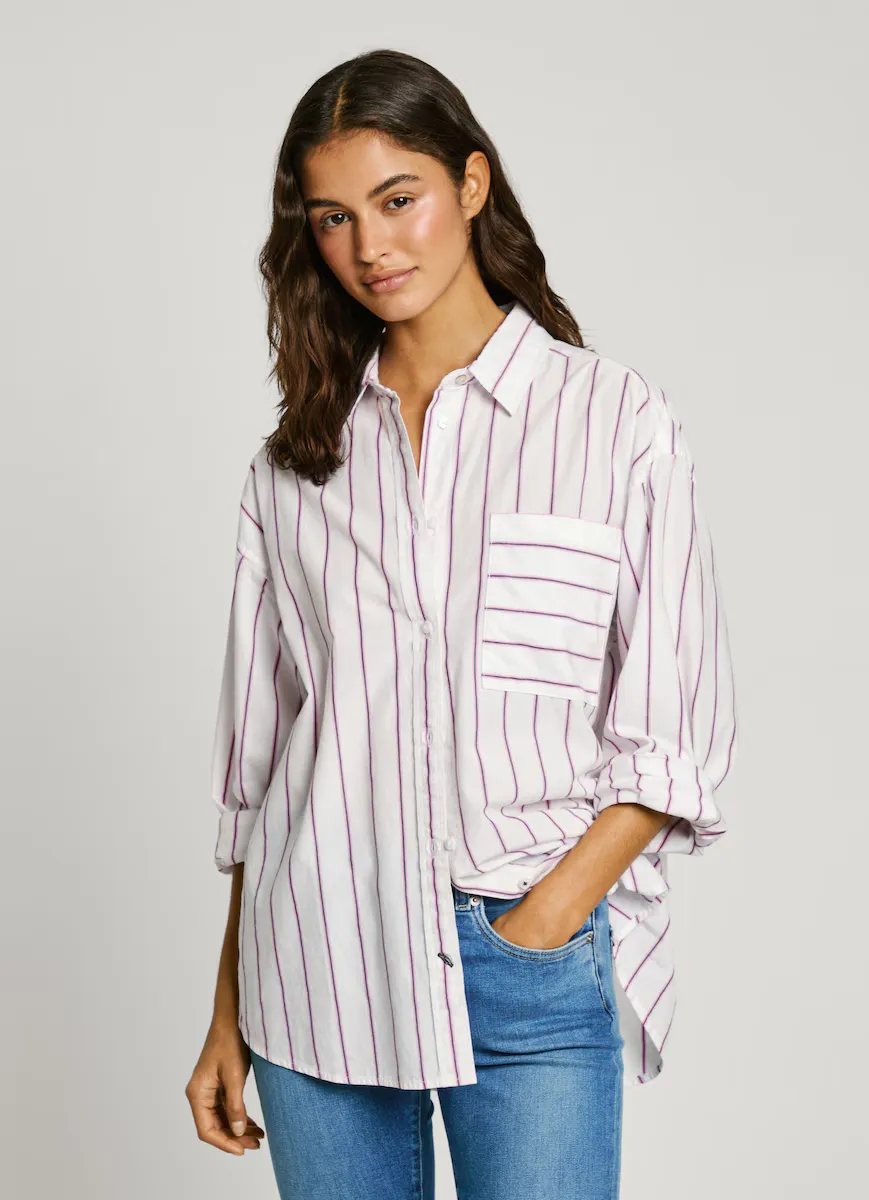 Женская рубашка свободного кроя с полосатым принтом Pepe Jeans, белый
Женская рубашка свободного кроя с полосатым принтом Pepe Jeans, белый