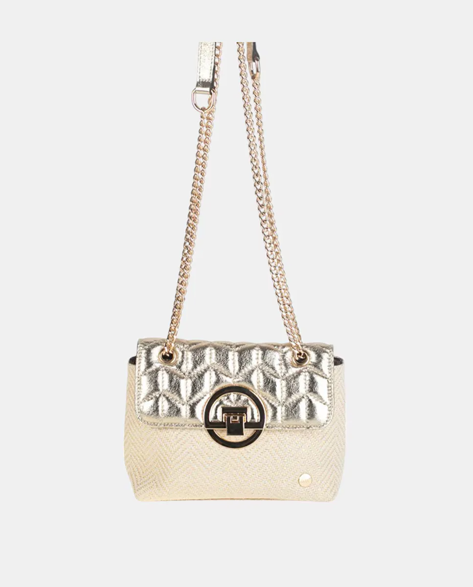 Сумка через плечо с клапаном и металлической золотой застежкой, выполнена из ткани и металлического пу в тон Volum
Сумка через плечо с клапаном и металлической золотой застежкой, выполнена из ткани и металлического пу в тон Volum