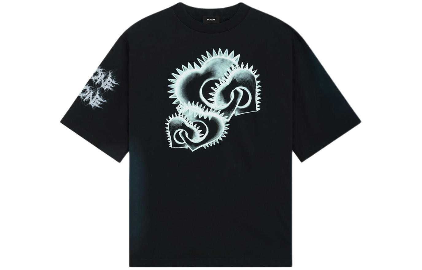 Футболка из хлопка с принтом WE11DONE, черная 
Футболка из хлопка с принтом WE11DONE, черная