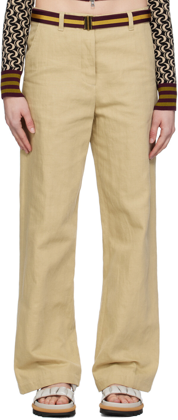 Бежевые брюки с поясом Dries Van Noten
Бежевые брюки с поясом Dries Van Noten