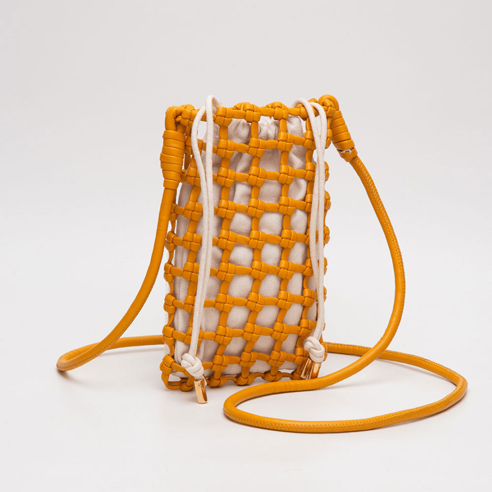 Искусственная кожа миниатюрная плетеная сумка через плечо FASHNZFAB, Mustard 
Искусственная кожа миниатюрная плетеная сумка через плечо FASHNZFAB, Mustard