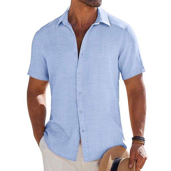 Мужская летняя рубашка с коротким рукавом из текстурированного льна Coofandy, Light Blue
Мужская летняя рубашка с коротким рукавом из текстурированного льна Coofandy, Light Blue