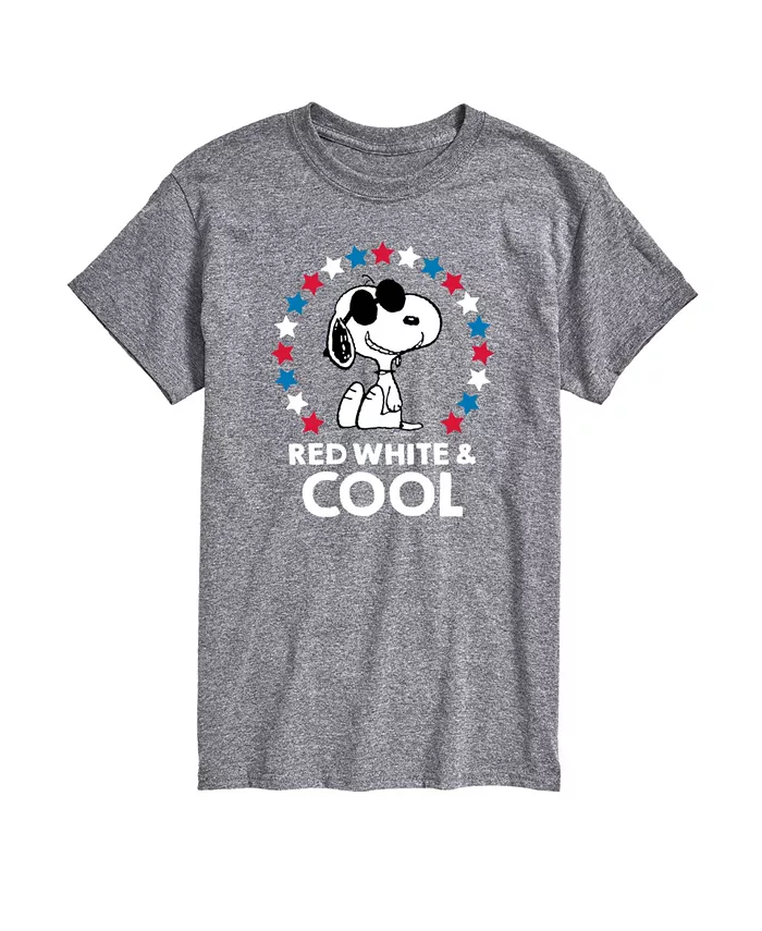 Мужская футболка с коротким рукавом Peanuts Snoopy Flag Fireworks AIRWAVES, серый 
Мужская футболка с коротким рукавом Peanuts Snoopy Flag Fireworks AIRWAVES, серый