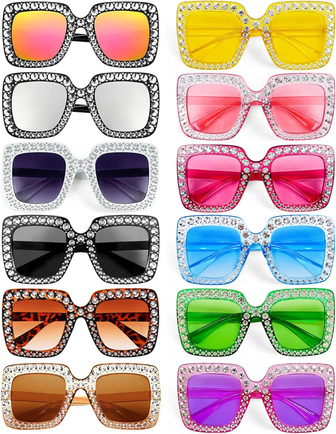 Pibupibu, набор из 12/24 больших квадратных солнцезащитных очков с кристаллами для женщин, оптом, сверкающие очки в стиле диско со стразами, сувениры для вечеринки, 12 Multicolor
Pibupibu, набор из 12/24 больших квадратных солнцезащитных очков с кристаллами для женщин, оптом, сверкающие очки в стиле диско со стразами, сувениры для вечеринки, 12 Multicolor