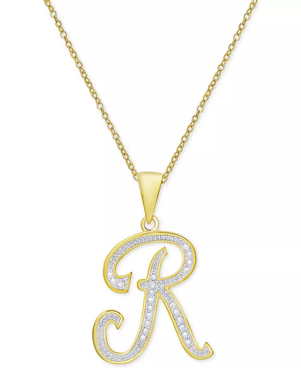 Ожерелье с кулоном-инициалом в форме бриллианта, 18 дюймов, из серебра, золота и розового золота Macy'S, r/gold