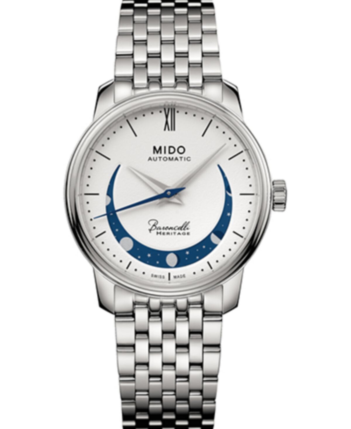 Женские швейцарские автоматические часы Baroncelli Smiling Moon с браслетом из нержавеющей стали, 33 мм Mido, белый
Женские швейцарские автоматические часы Baroncelli Smiling Moon с браслетом из нержавеющей стали, 33 мм Mido, белый