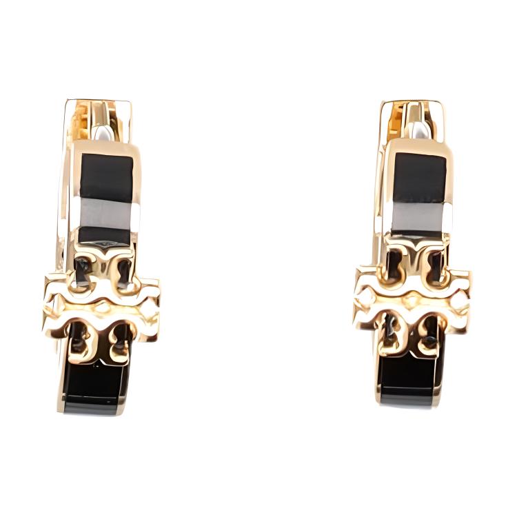 TORY BURCH Латунные эмалевые серьги с цирконием для женщин gold/black
TORY BURCH Латунные эмалевые серьги с цирконием для женщин gold/black