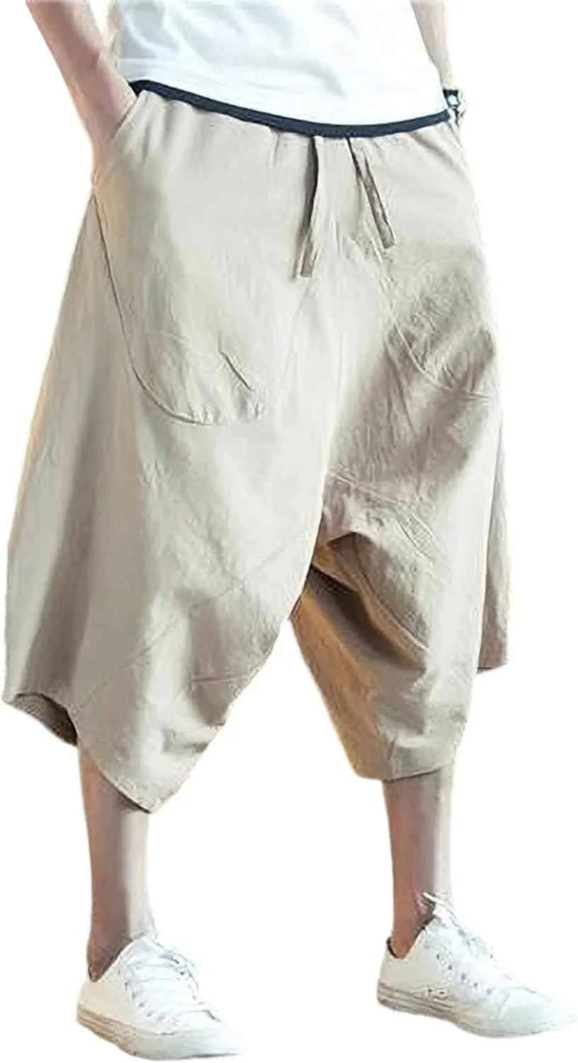 Мужские брюки до колена с высокой посадкой и эластичным поясом
Мужские брюки до колена с высокой посадкой и эластичным поясом