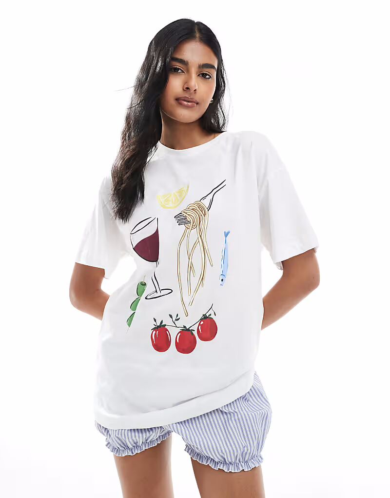 Футболка New Look с логотипом спагетти свободного кроя белого цвета
Футболка New Look с логотипом спагетти свободного кроя белого цвета