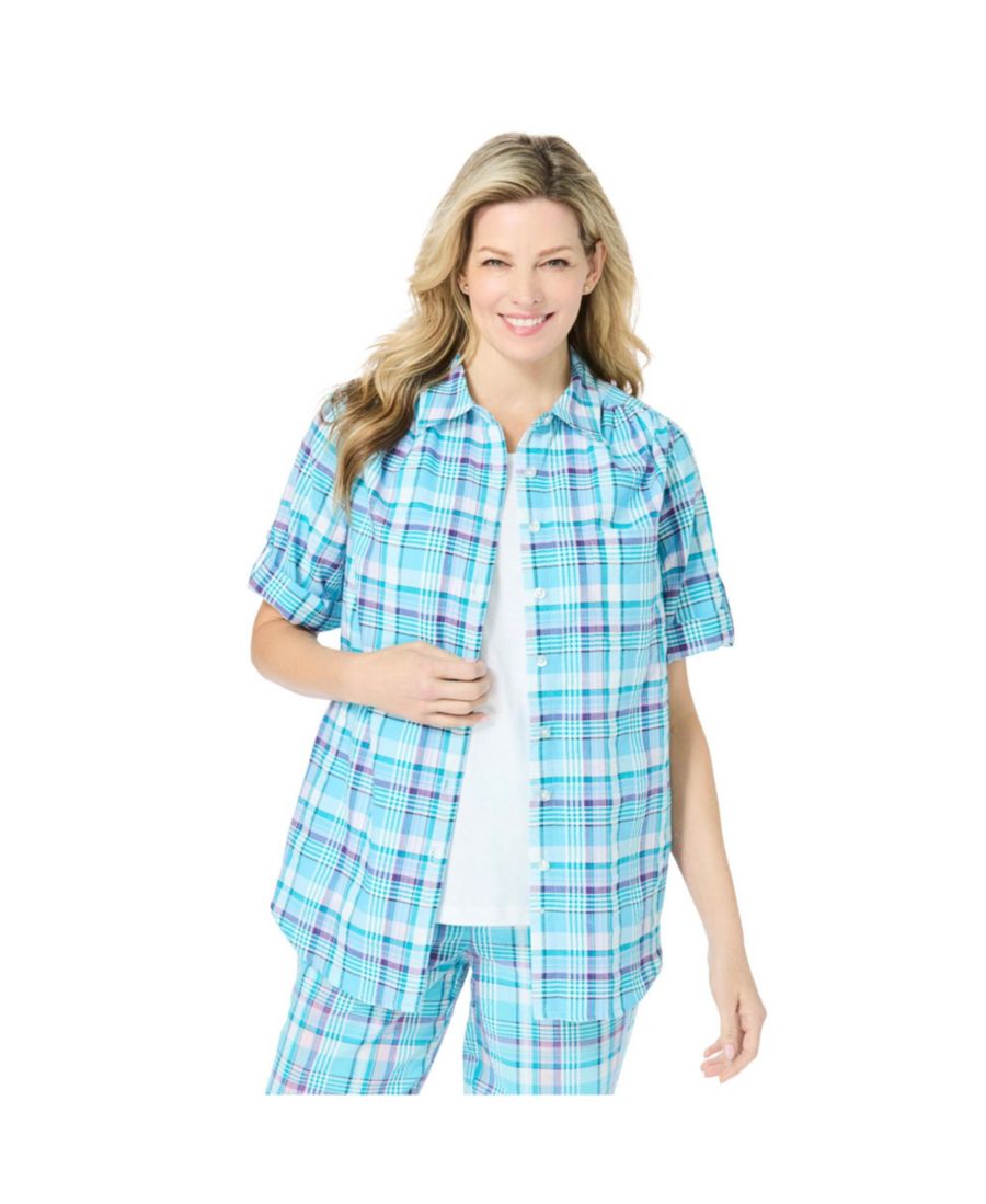 Женская рубашка Within с коротким рукавом и пуговицами из сирсакера Woman Within, Paradise blue plaid
Женская рубашка Within с коротким рукавом и пуговицами из сирсакера Woman Within, Paradise blue plaid