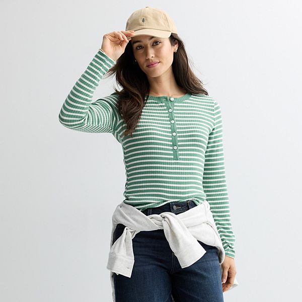 Женская футболка с длинным рукавом henley Sonoma Goods For Life, Mid Green Stripe
Женская футболка с длинным рукавом henley Sonoma Goods For Life, Mid Green Stripe