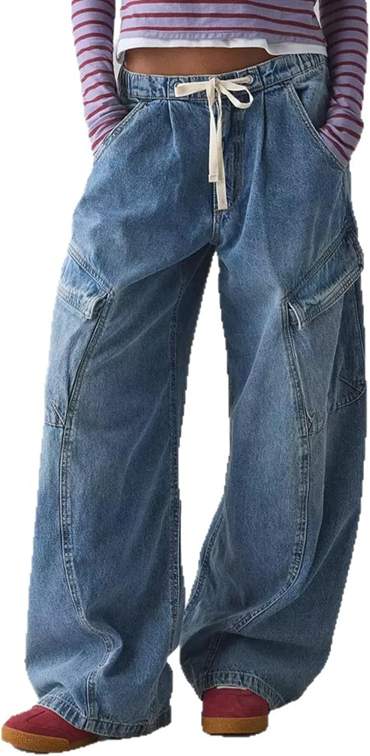 Женские джинсы-карго с завязками на поясе Tinscor
Женские джинсы-карго с завязками на поясе Tinscor