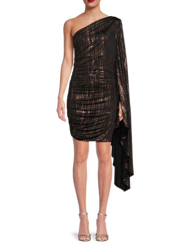 Мини-платье на одно плечо с рукавами-накидкой Renee C., цвет Black Gold
Мини-платье на одно плечо с рукавами-накидкой Renee C., цвет Black Gold
