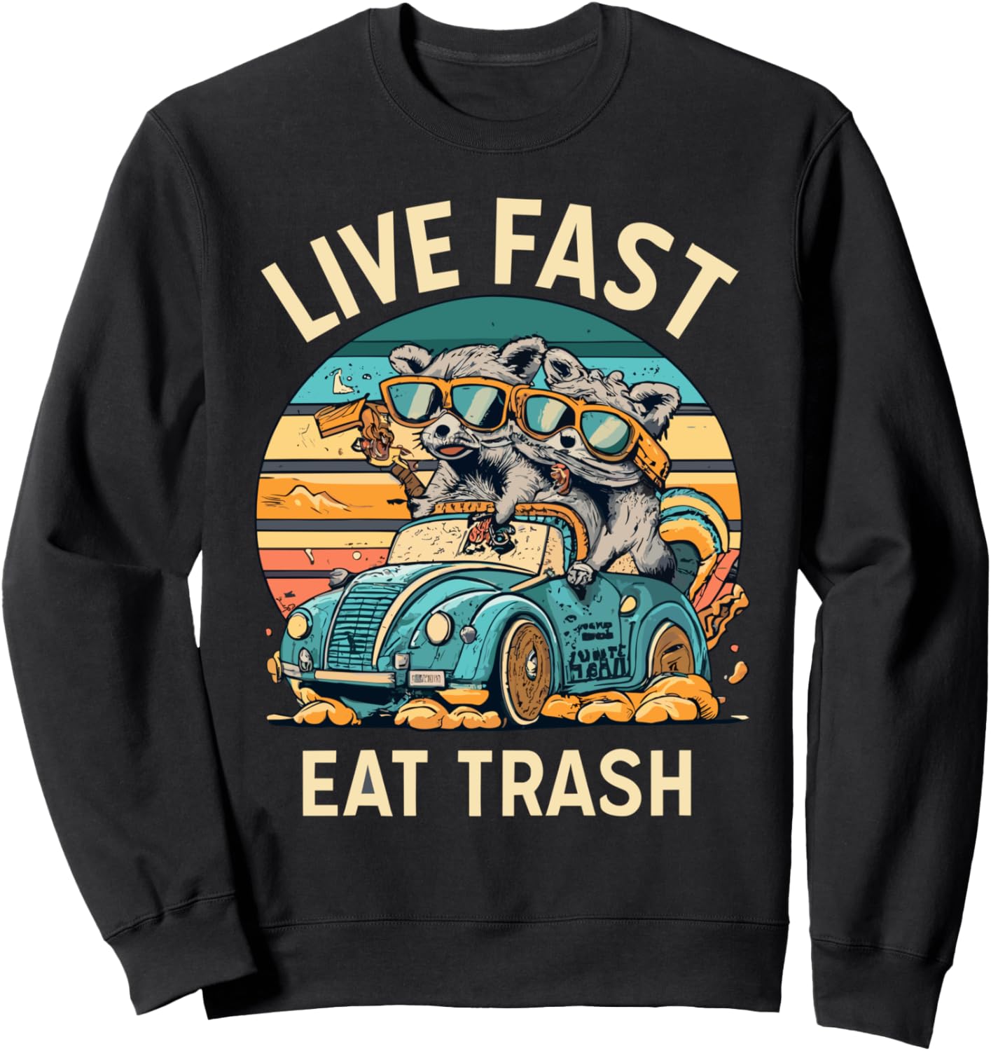 Живи быстро, ешь мусор, опоссум, ретро-закат, машина, енот, толстовка Live Fast Eat Trash And Get Hit By A Car, черный
Живи быстро, ешь мусор, опоссум, ретро-закат, машина, енот, толстовка Live Fast Eat Trash And Get Hit By A Car, черный