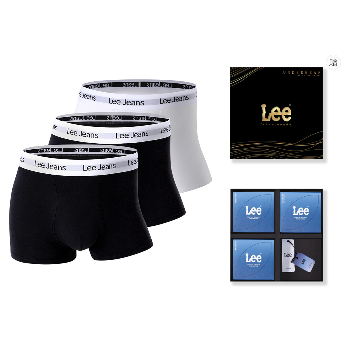 Комплект мужских трусов подарочный набор Lee, Box 3 Pack (черный+черный+белый)
Комплект мужских трусов подарочный набор Lee, Box 3 Pack (черный+черный+белый)