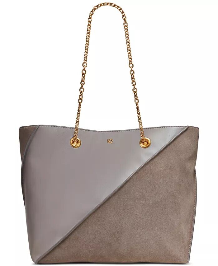 Donna Karan Setauket Кожаная и замшевая сумка-тоут с ремешком-цепочкой Donna Karan New York, серый 
Donna Karan Setauket Кожаная и замшевая сумка-тоут с ремешком-цепочкой Donna Karan New York, серый