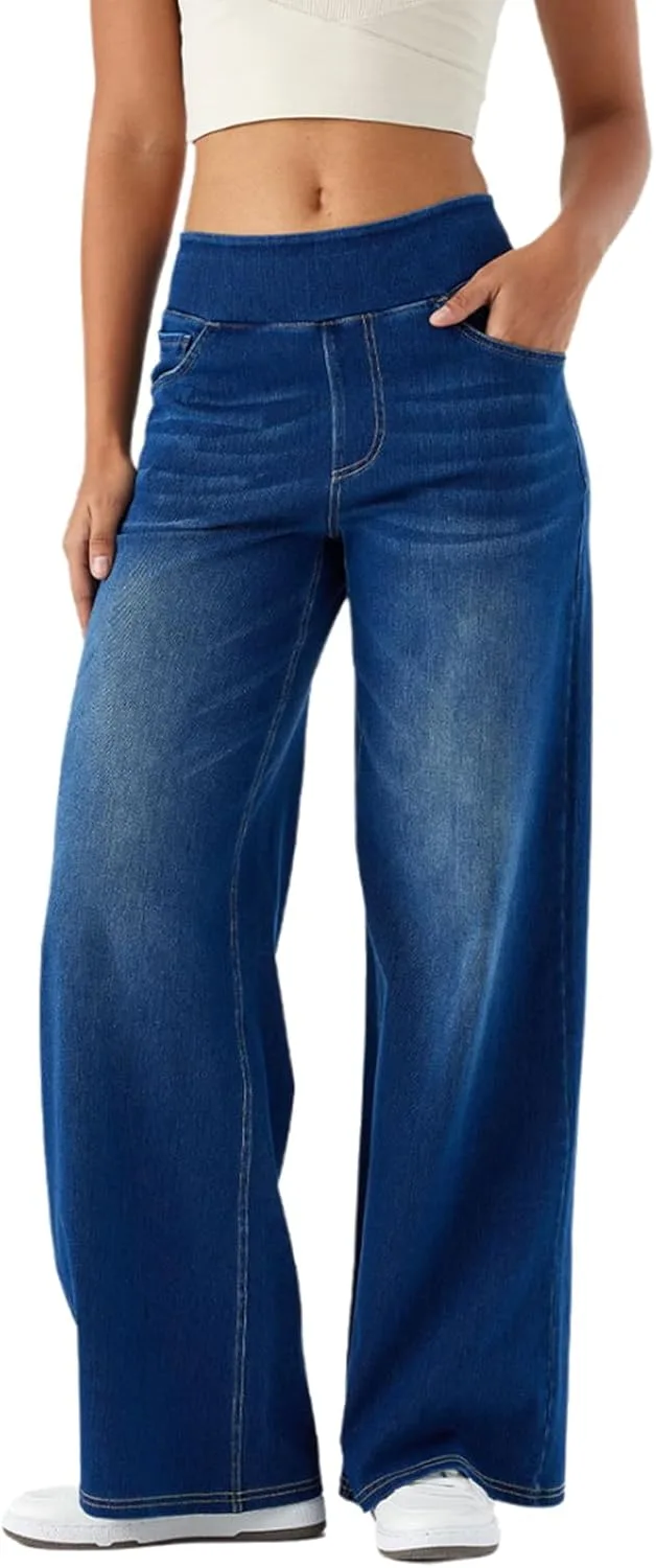 Женские спортивные джинсы на резинке с широкими штанинами и карманами Minlywish
Женские спортивные джинсы на резинке с широкими штанинами и карманами Minlywish