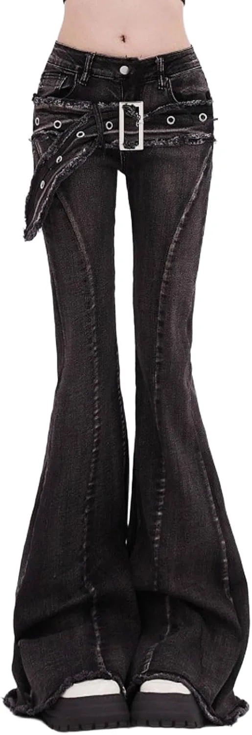 Женские джинсы Micro Flared в стиле Punk Y2k с поясом и дизайном с бахромой MEOKIM
Женские джинсы Micro Flared в стиле Punk Y2k с поясом и дизайном с бахромой MEOKIM