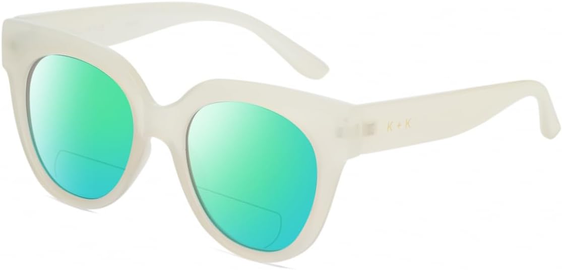 Солнцезащитные очки для чтения Calabria K+K JAMIE Round Polarized BiFocal для женщин, модные дизайнерские очки с бифокальными линзами, Milky Beige Crystal/Green Mirror Lens
Солнцезащитные очки для чтения Calabria K+K JAMIE Round Polarized BiFocal для женщин, модные дизайнерские очки с бифокальными линзами, Milky Beige Crystal/Green Mirror Lens