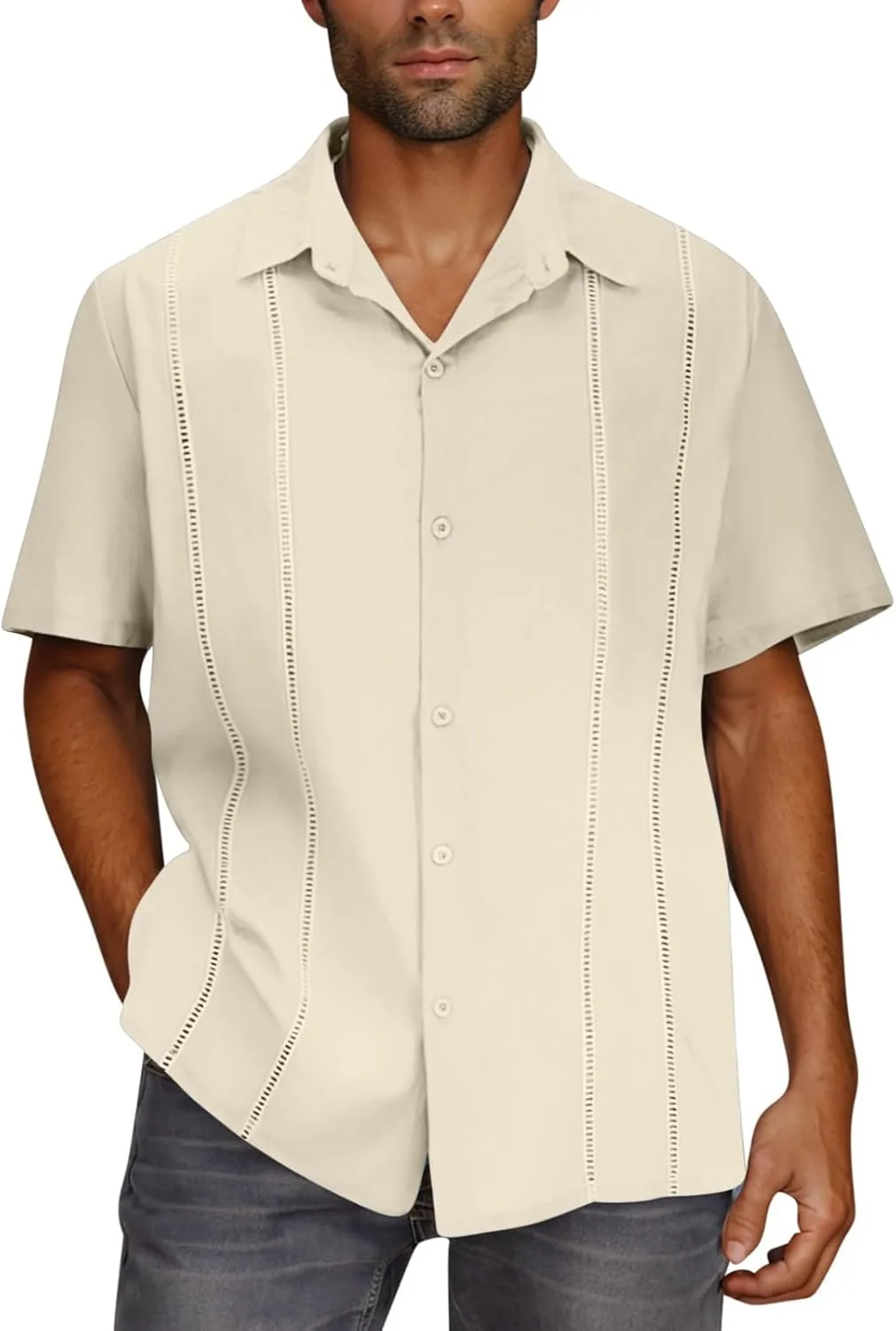 Летняя льняная рубашка для мужчин Button Down
Летняя льняная рубашка для мужчин Button Down