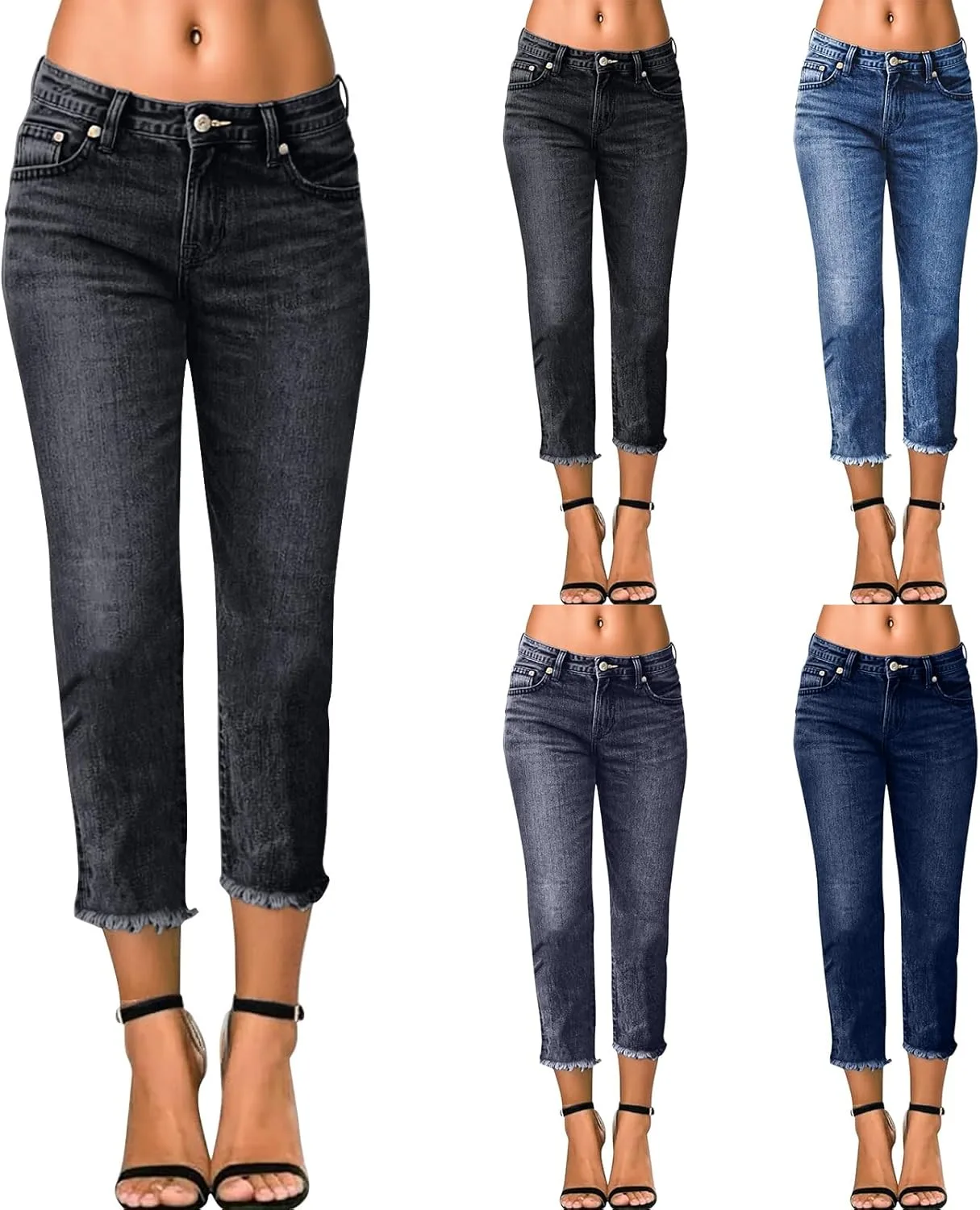 Женские джинсы Capri с высокой талией, облегающие, с прямыми штанинами и необработанным краем ZsaeSM
Женские джинсы Capri с высокой талией, облегающие, с прямыми штанинами и необработанным краем ZsaeSM