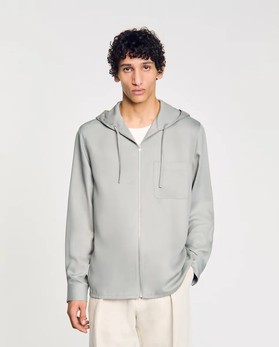 Мужская худи с капюшоном и молнией Sandro, светло-серый
Мужская худи с капюшоном и молнией Sandro, светло-серый