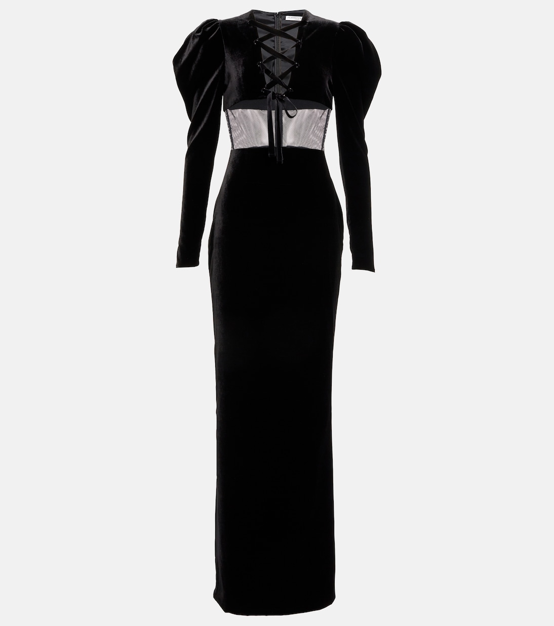 Длинное платье из смесового шелкового бархата Alessandra Rich, черный
Длинное платье из смесового шелкового бархата Alessandra Rich, черный