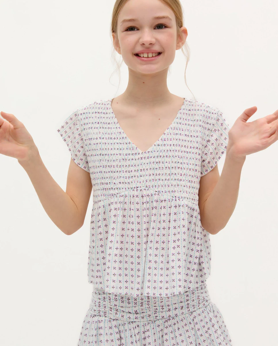 Девичья блузка с короткими рукавами и V-образным вырезом Scalpers, белый
Девичья блузка с короткими рукавами и V-образным вырезом Scalpers, белый