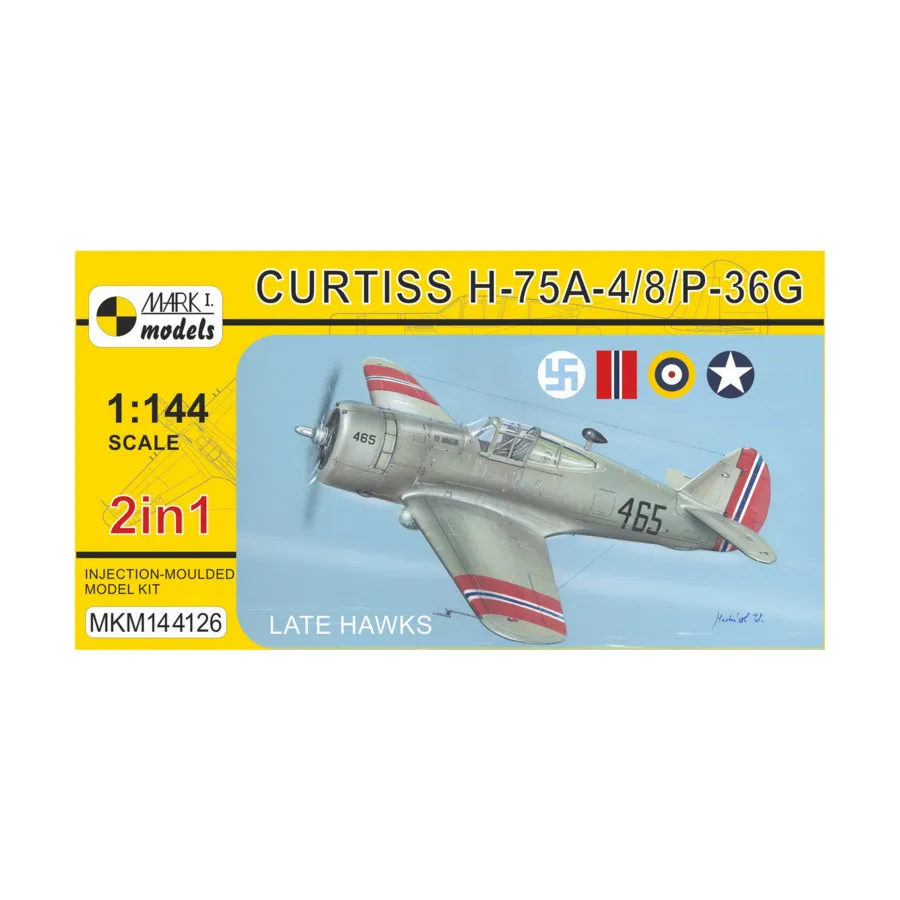 Кёртисс H-75A-4/8/P-36G, Aircraft Models (1:144) (Mark I Models)
Кёртисс H-75A-4/8/P-36G, Aircraft Models (1:144) (Mark I Models)