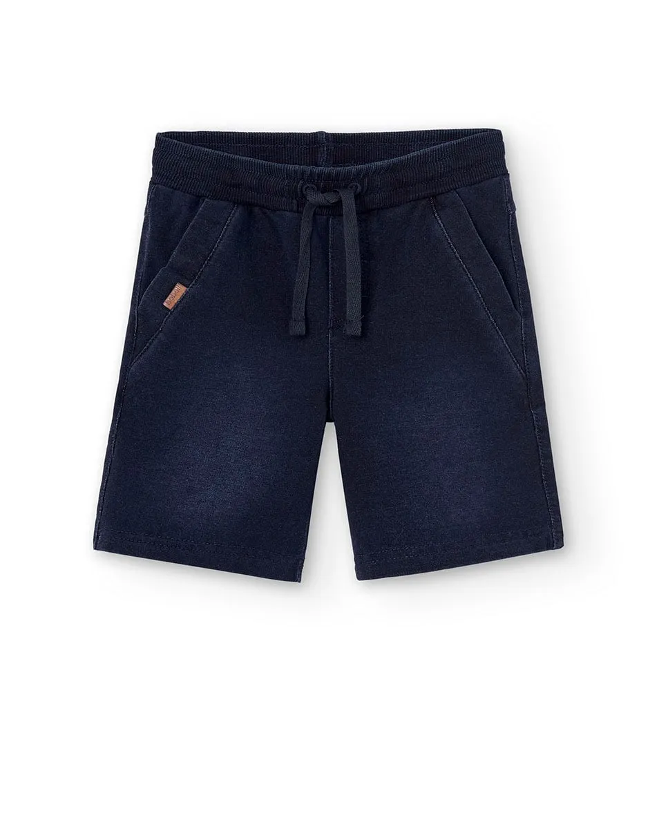 Детский трикотажный берет со шнурком для регулировки Boboli, темно-синий 
Детский трикотажный берет со шнурком для регулировки Boboli, темно-синий