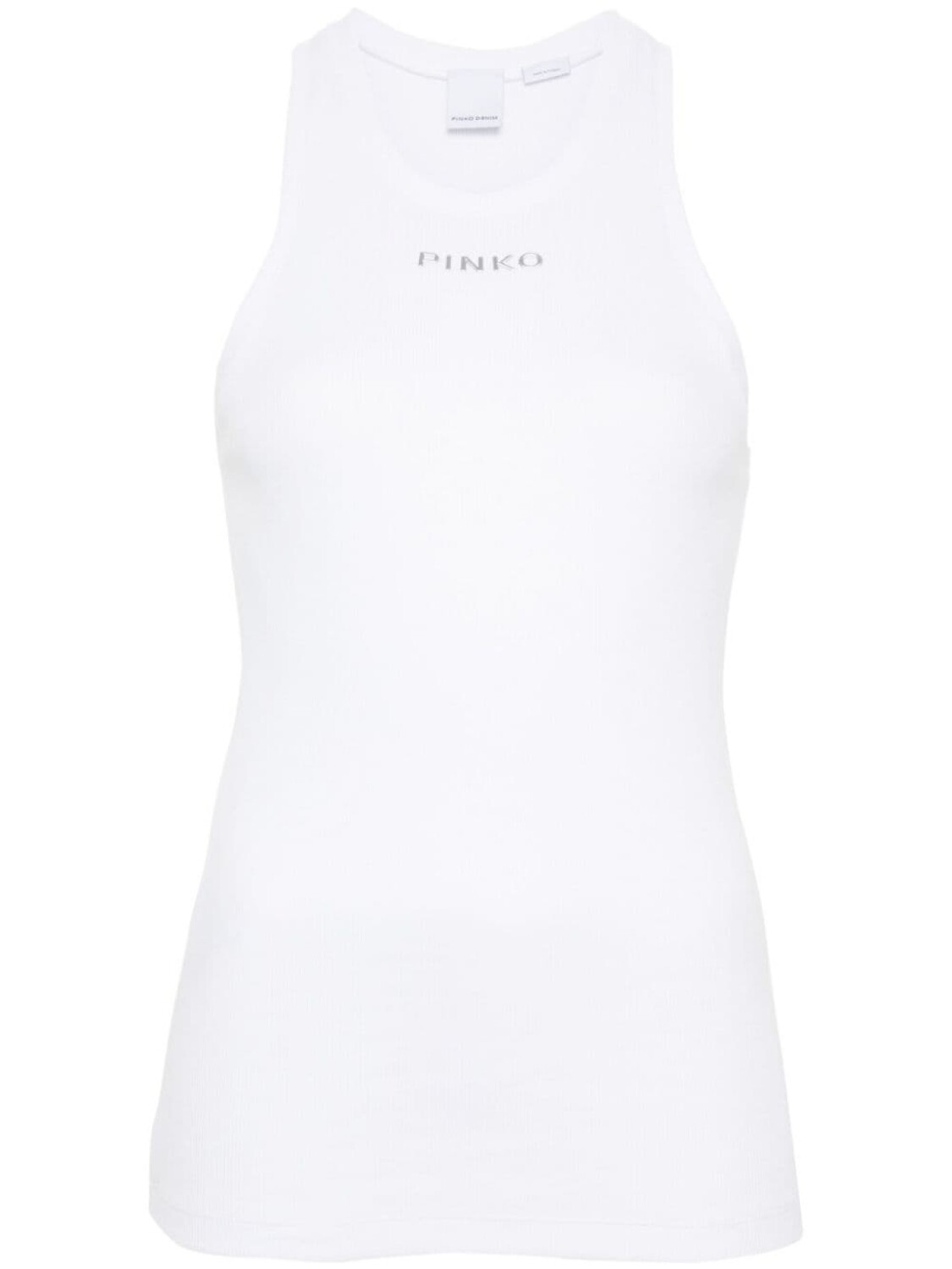 PINKO ребристый топ с логотипом, белый 
PINKO ребристый топ с логотипом, белый