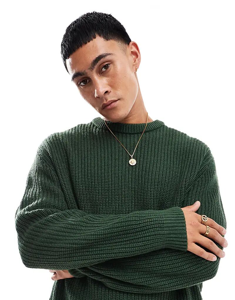 Свободный трикотажный джемпер ASOS DESIGN темно-зеленого цвета с ребристым узором
Свободный трикотажный джемпер ASOS DESIGN темно-зеленого цвета с ребристым узором