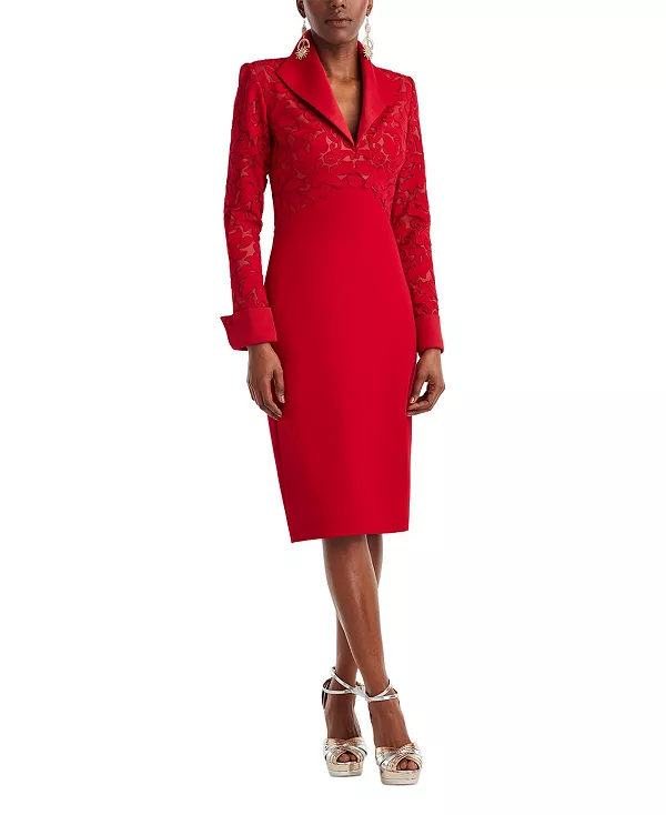 Платье с воротником-стойкой Tadashi Shoji, красный
Платье с воротником-стойкой Tadashi Shoji, красный