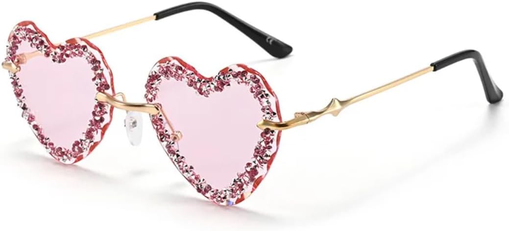Женские блестящие солнцезащитные очки с бриллиантами, сексуальные, без оправы, со стразами, металлические, в форме сердца, с защитой от УФ-излучения UV400 TVTBBVV, Gold-pink
Женские блестящие солнцезащитные очки с бриллиантами, сексуальные, без оправы, со стразами, металлические, в форме сердца, с защитой от УФ-излучения UV400 TVTBBVV, Gold-pink